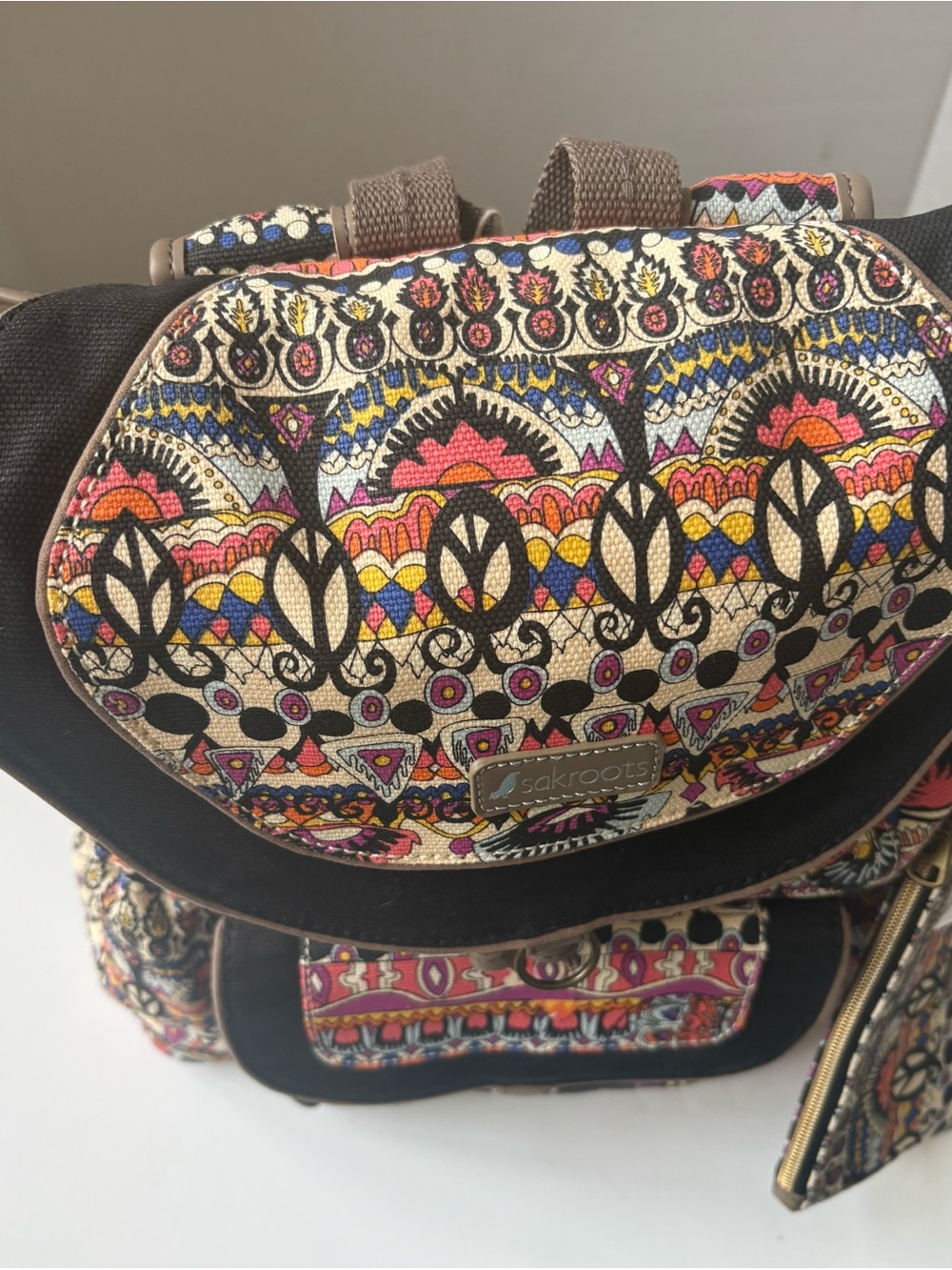 Sakroots Artist Circle Flap Backpack Bohemian Design Fits Up To 13” Laptop New - Picture 3 of 16
